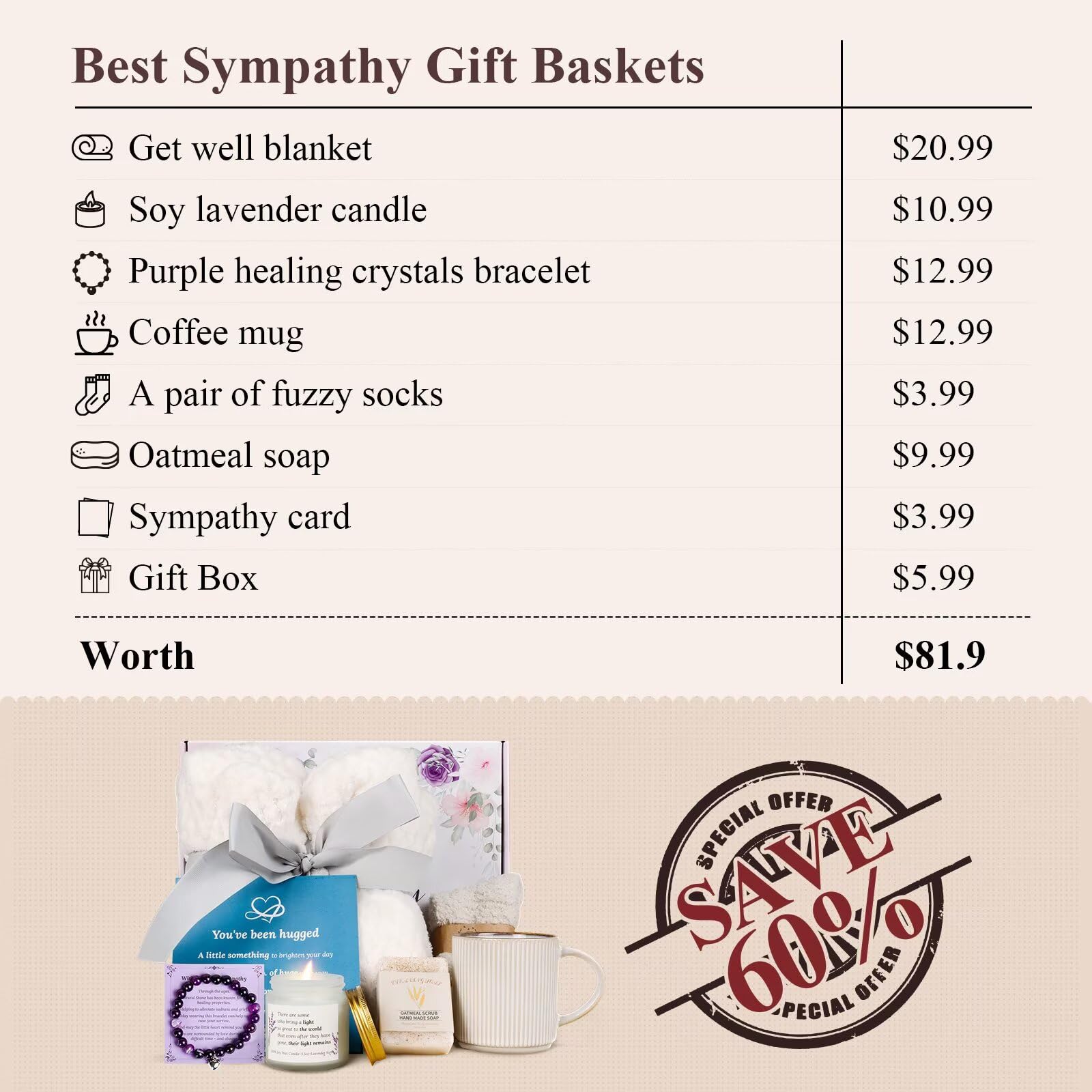 Synhonty sympathy gift basket oatmeal soap with lavender scent