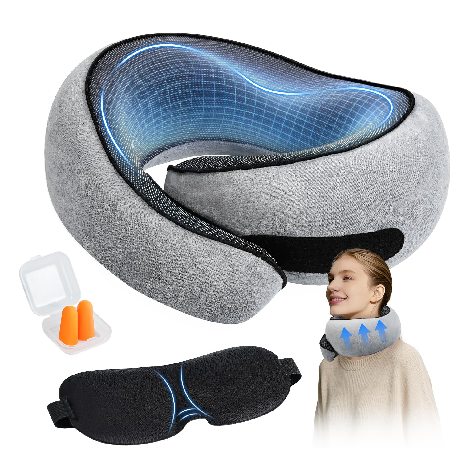 SYNNA travel neck pillow with 360° support around the neck