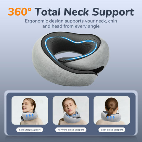 SYNNA memory foam core provides adaptive neck support on long trips