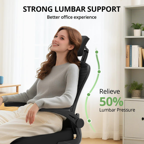 Synorla adjustable headrest provides neck support during extended computer use.