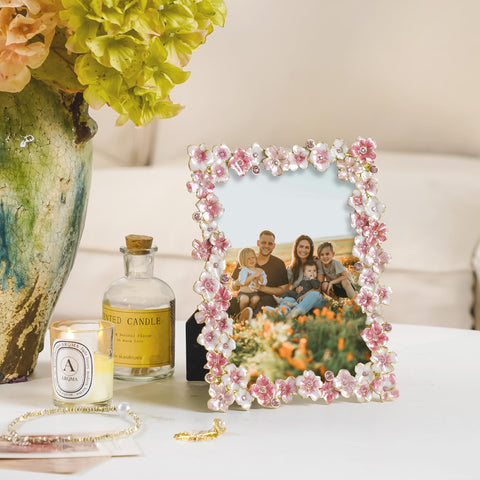 Synovana Pink Flower Frame decor for bedroom shelf brightens spaces and personalizes decor.