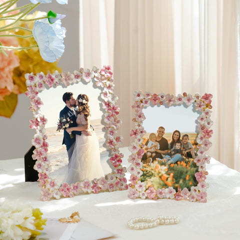 Synovana Pink Flower Frame 5x7 ideal for living room display and guest welcome.