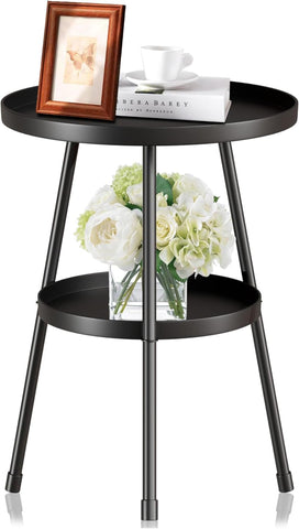 SYQ round metal side table complements living room decor and style.