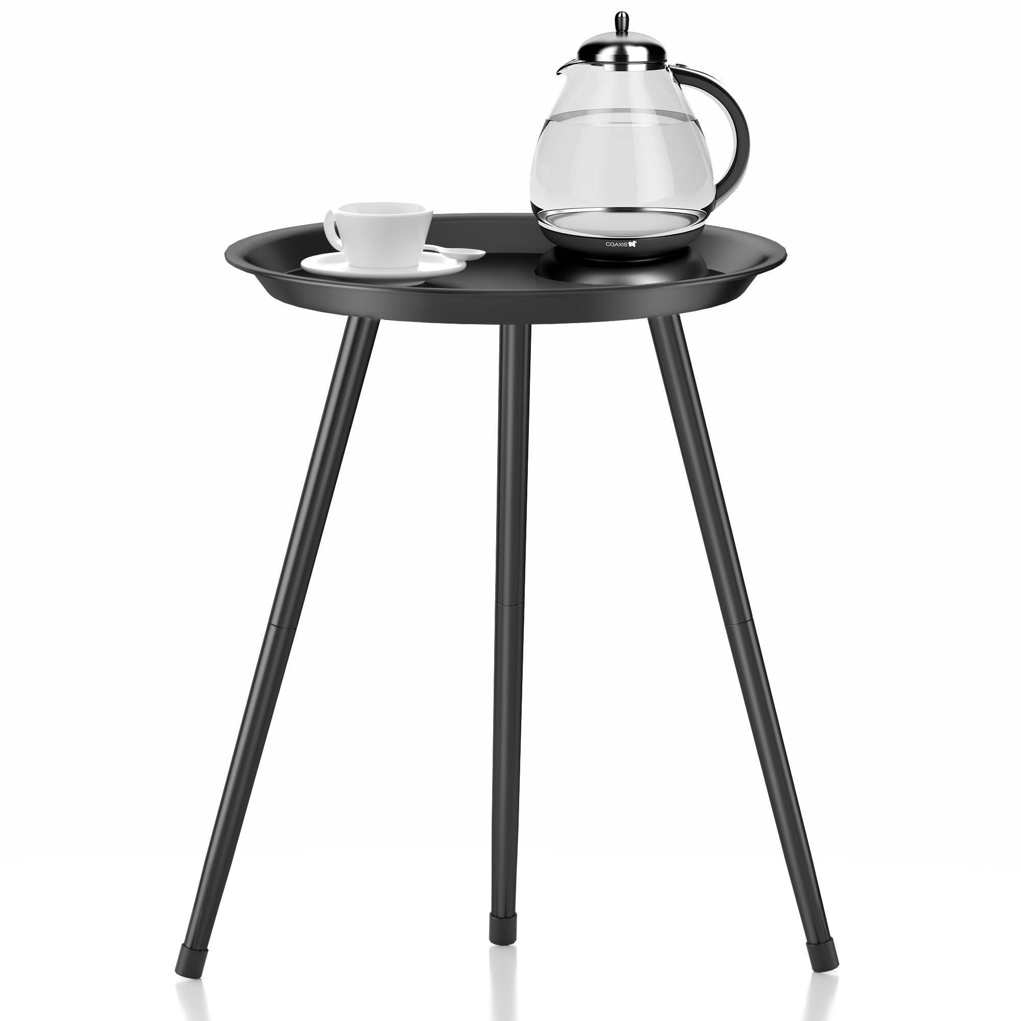 SYQ small black table shows sturdy metal construction for durable use.