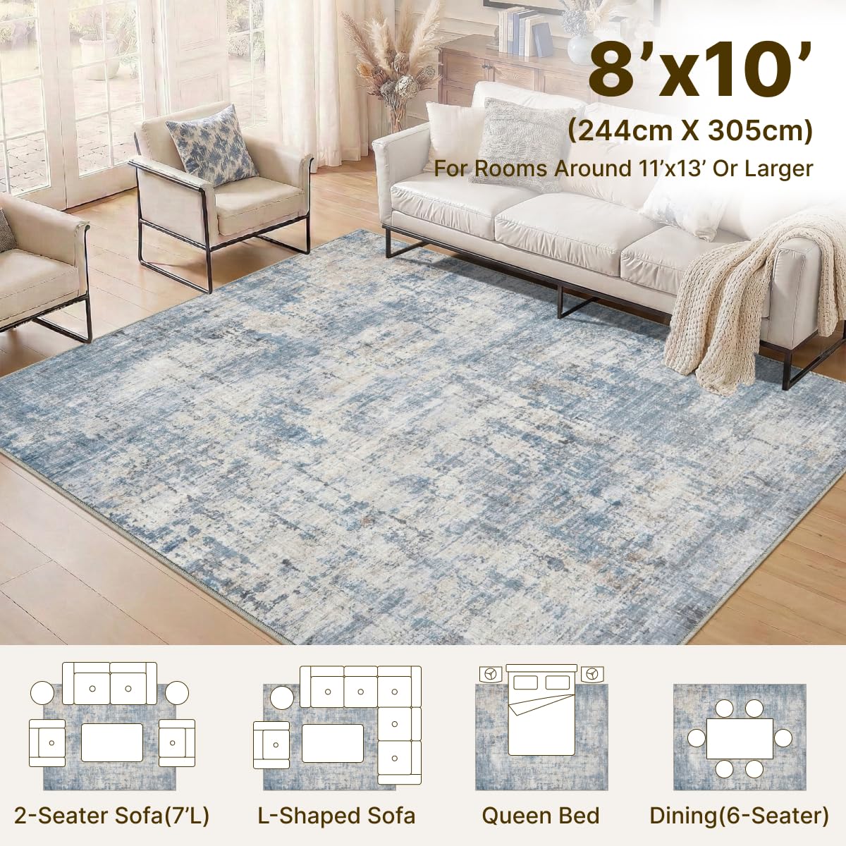 Syrlfar eco-friendly recycled fibers rug offers durable daily use in busy homes.