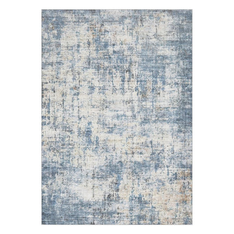 Syrlfar blue modern abstract rug for home office decor.