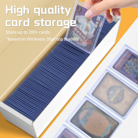 Sysdmno stackable card storage box design saves shelf space while keeping cards visible.