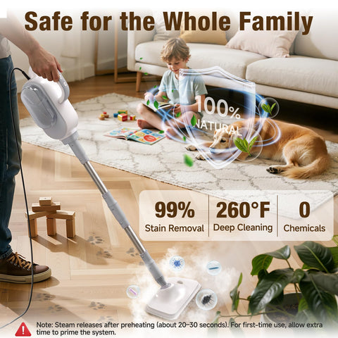 SYUDTY steam mop attachments show versatile tools for kitchen, bathroom, and windows.