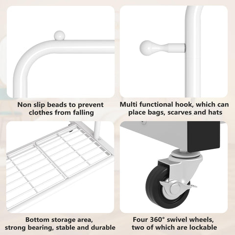 Sywhitta clothing rack with 360-degree wheels for smooth maneuverability.
