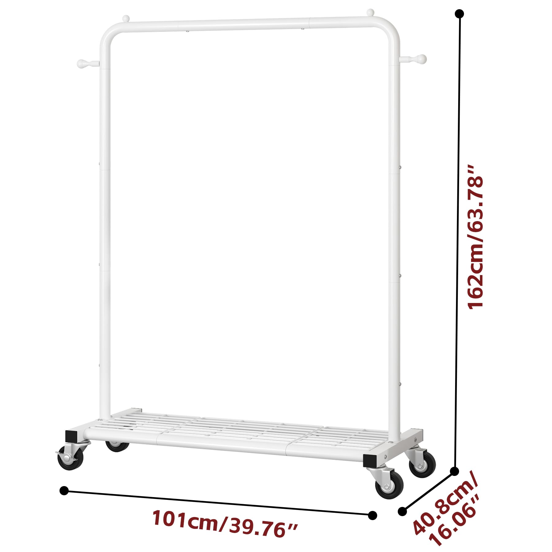 Sywhitta clothing rack assembly manual and labeled parts for simple setup.