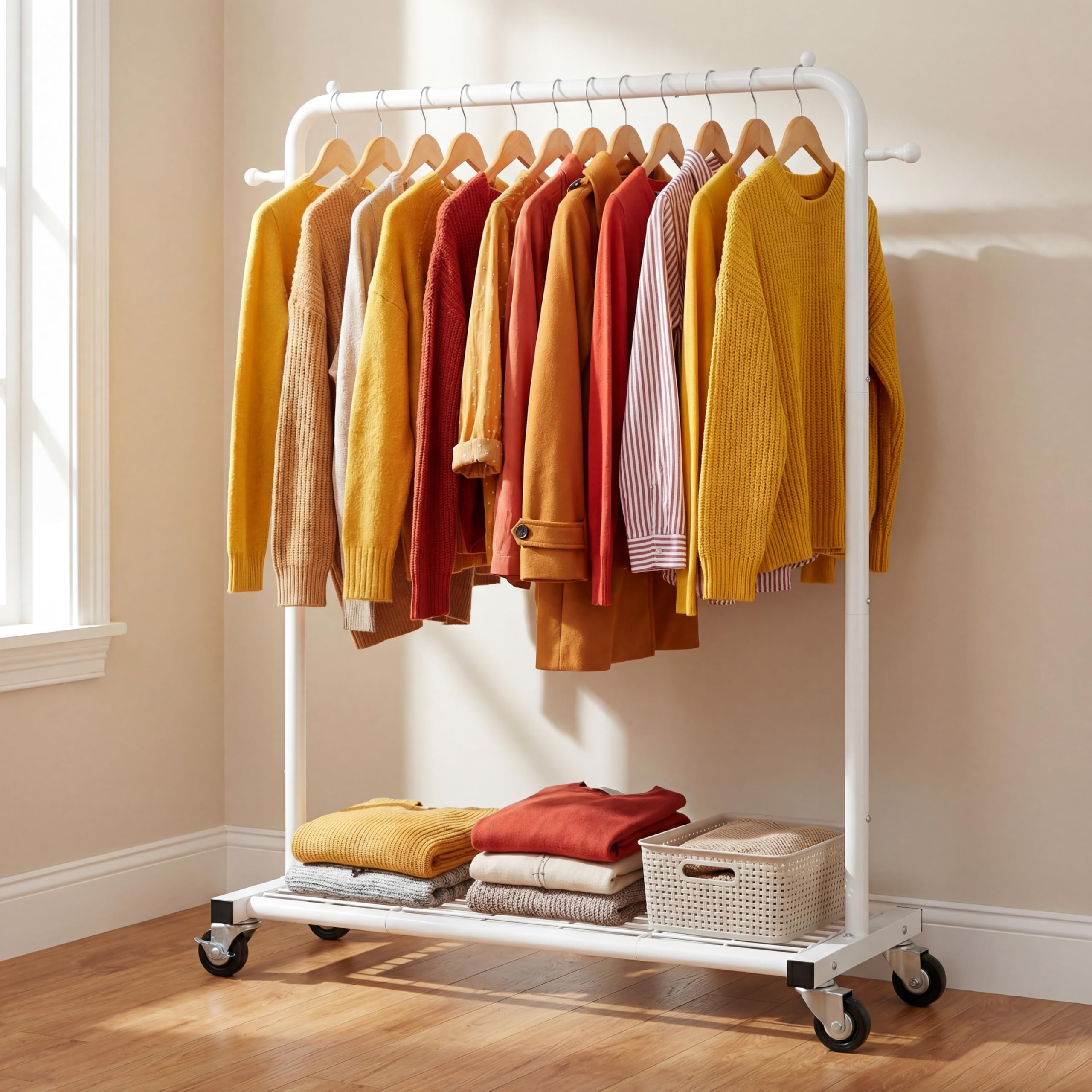 Sywhitta clothing rack with sleek, modern design for any space.