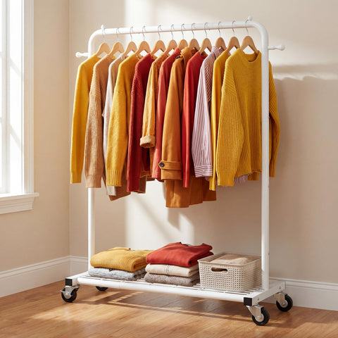 Sywhitta clothing rack with sleek, modern design for any space.