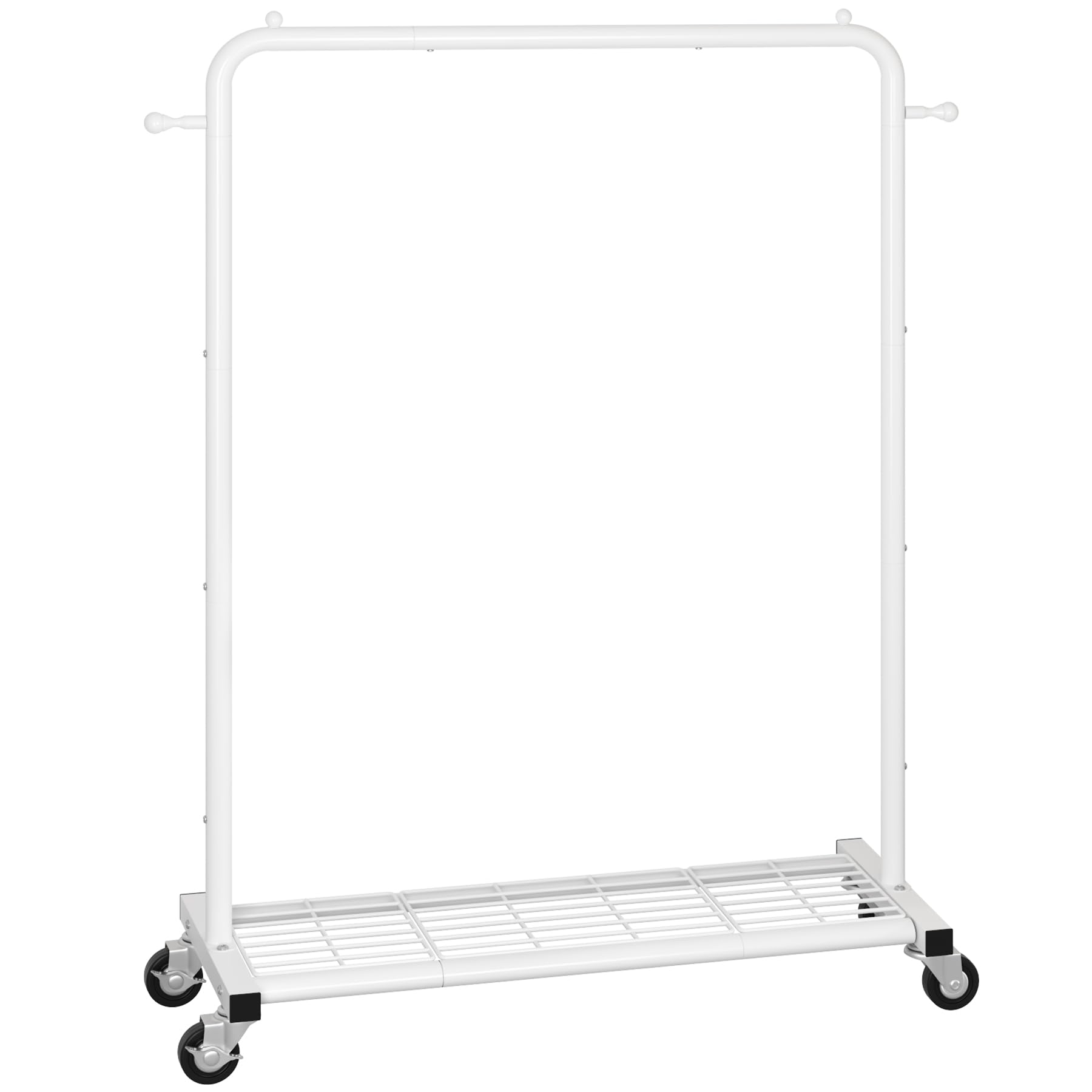 Sywhitta clothing rack sturdy metal frame supports multiple garments.