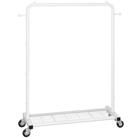 Sywhitta clothing rack sturdy metal frame supports multiple garments.