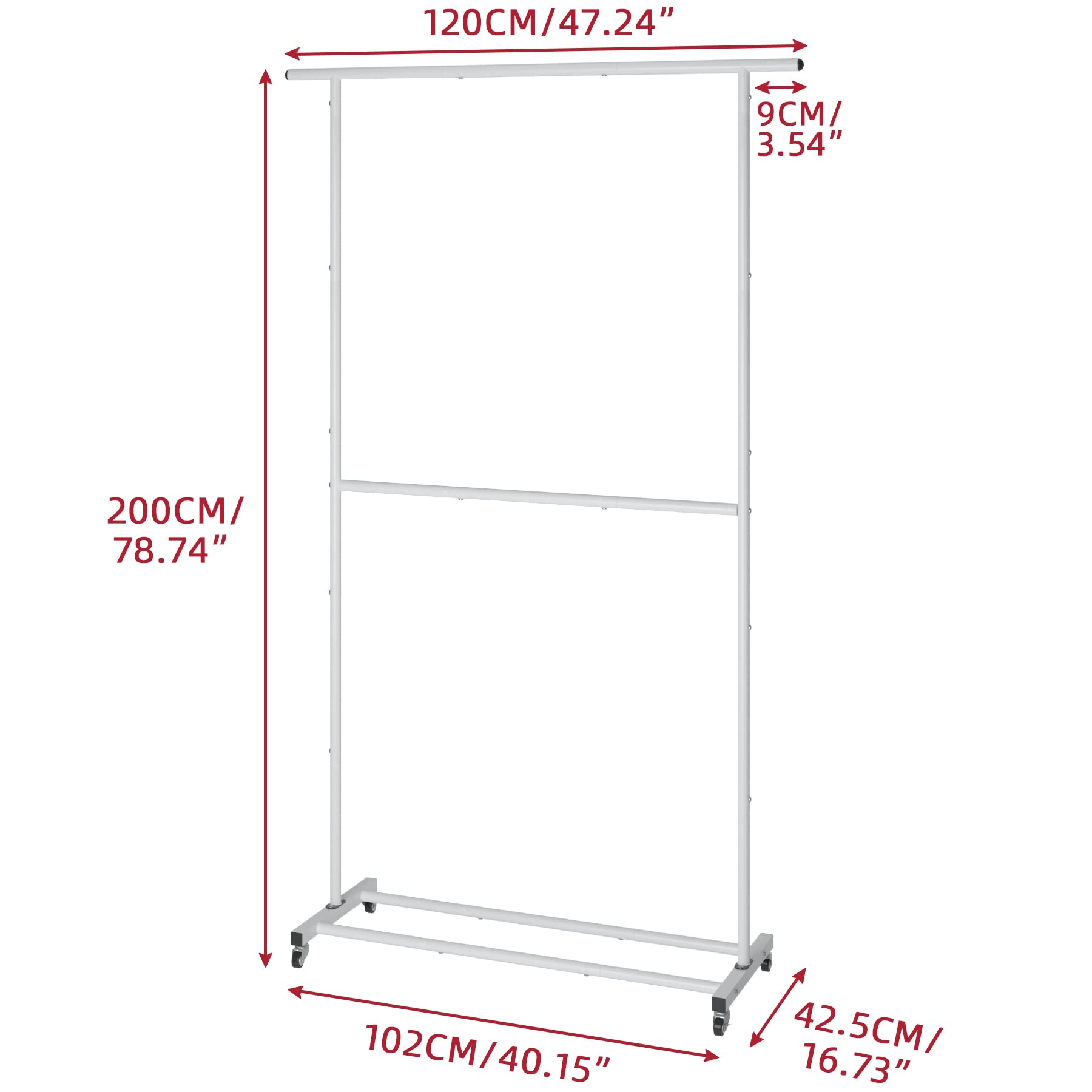 Sywhitta Double Rod Clothing Rack bottom shoe storage keeps footwear organized.