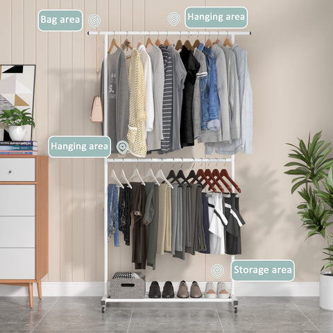 Sywhitta Double Rod Clothing Rack metal finish resists rust and wear.