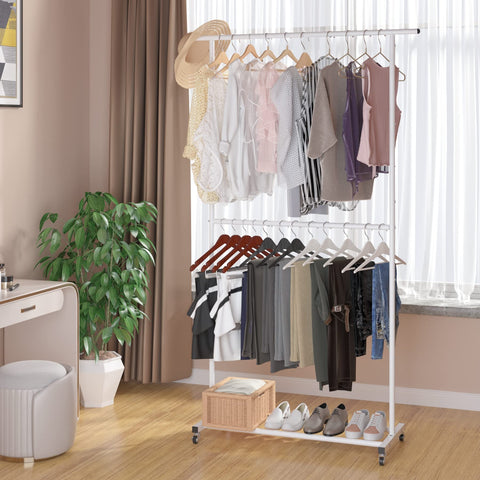 Sywhitta Double Rod Clothing Rack top drying area ideal for coats and shirts.