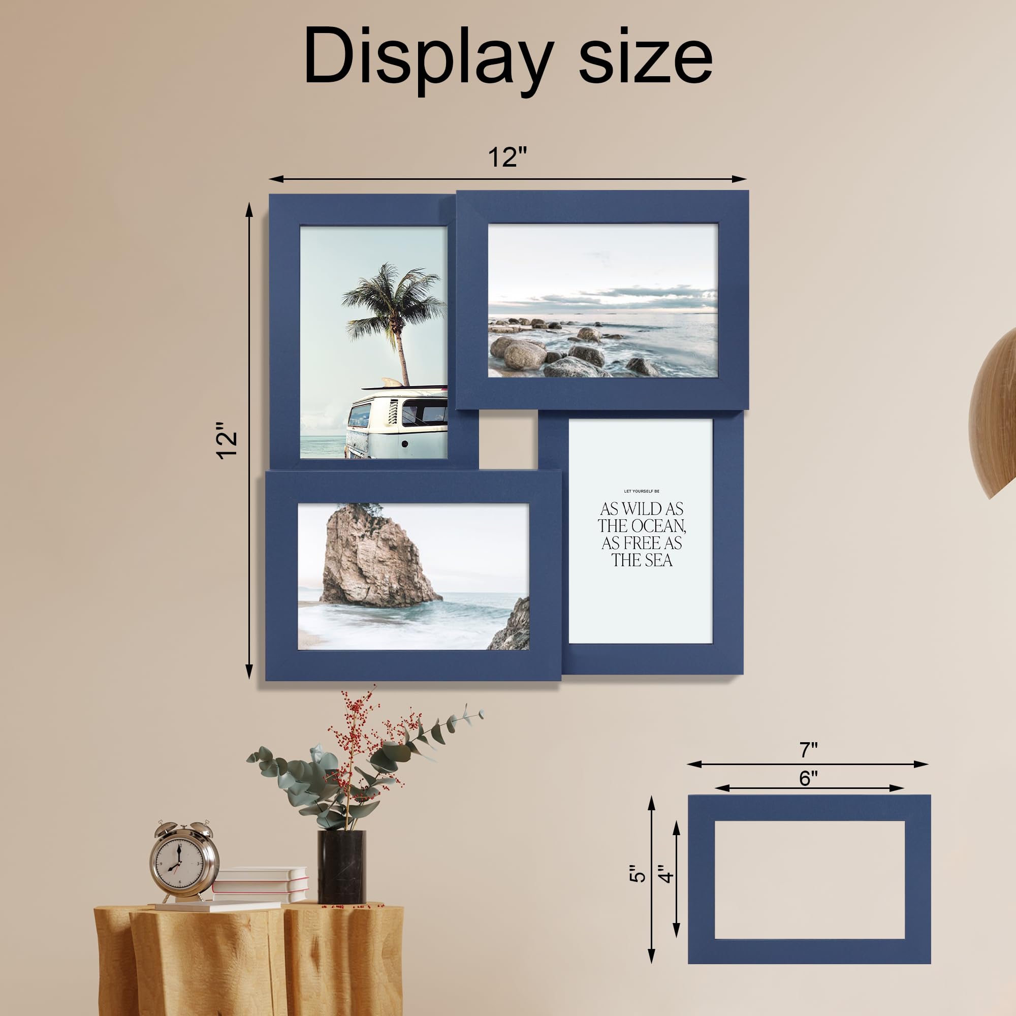 SZYUU 4x6 collage frame supports wall hanging or tabletop display