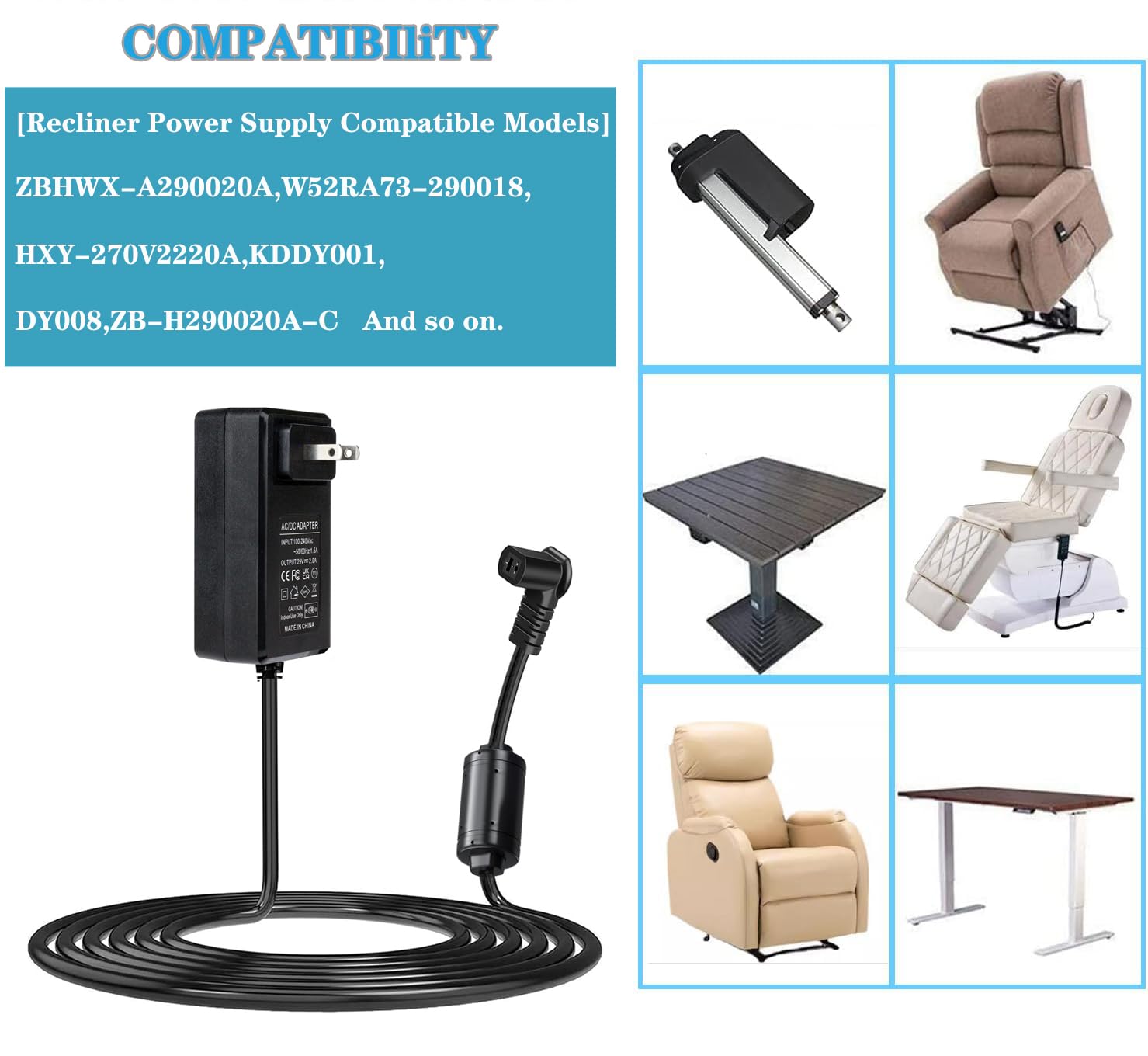 SZCHXSDZ US plug cord and extension included for easy setup near seating