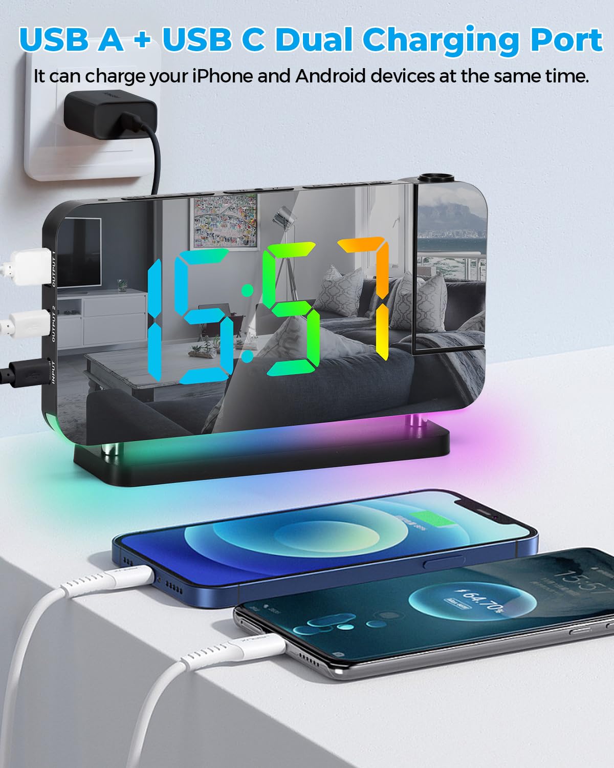 SZELAM 7.4-inch mirror display doubles as a vanity mirror.