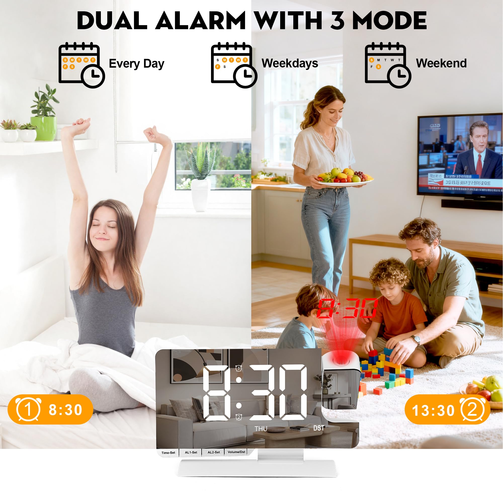 SZELAM six-level brightness helps tailor the clock for bedrooms.