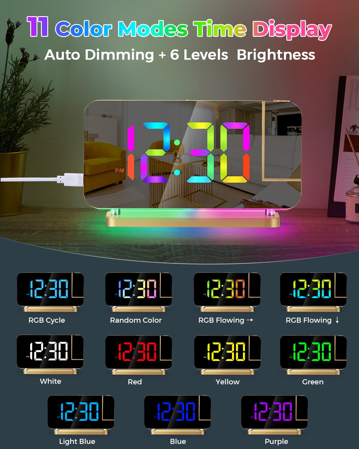 SZELAM 7.4-inch mirror display doubles as vanity mirror at night