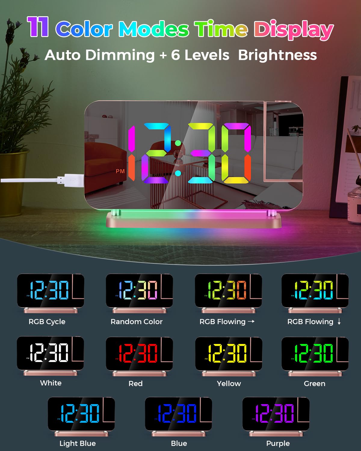 SZELAM built-in night light with ambient color options