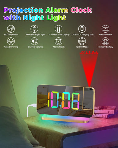 SZELAM projector-angle option allows time to project on wall or ceiling