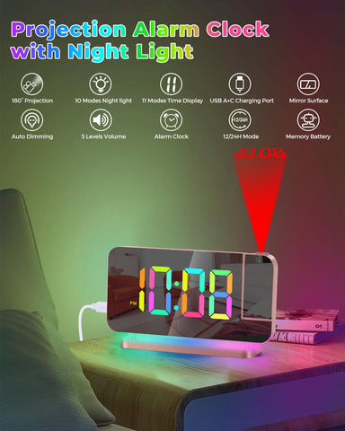 SZELAM clock with rotatable projector for bed setup