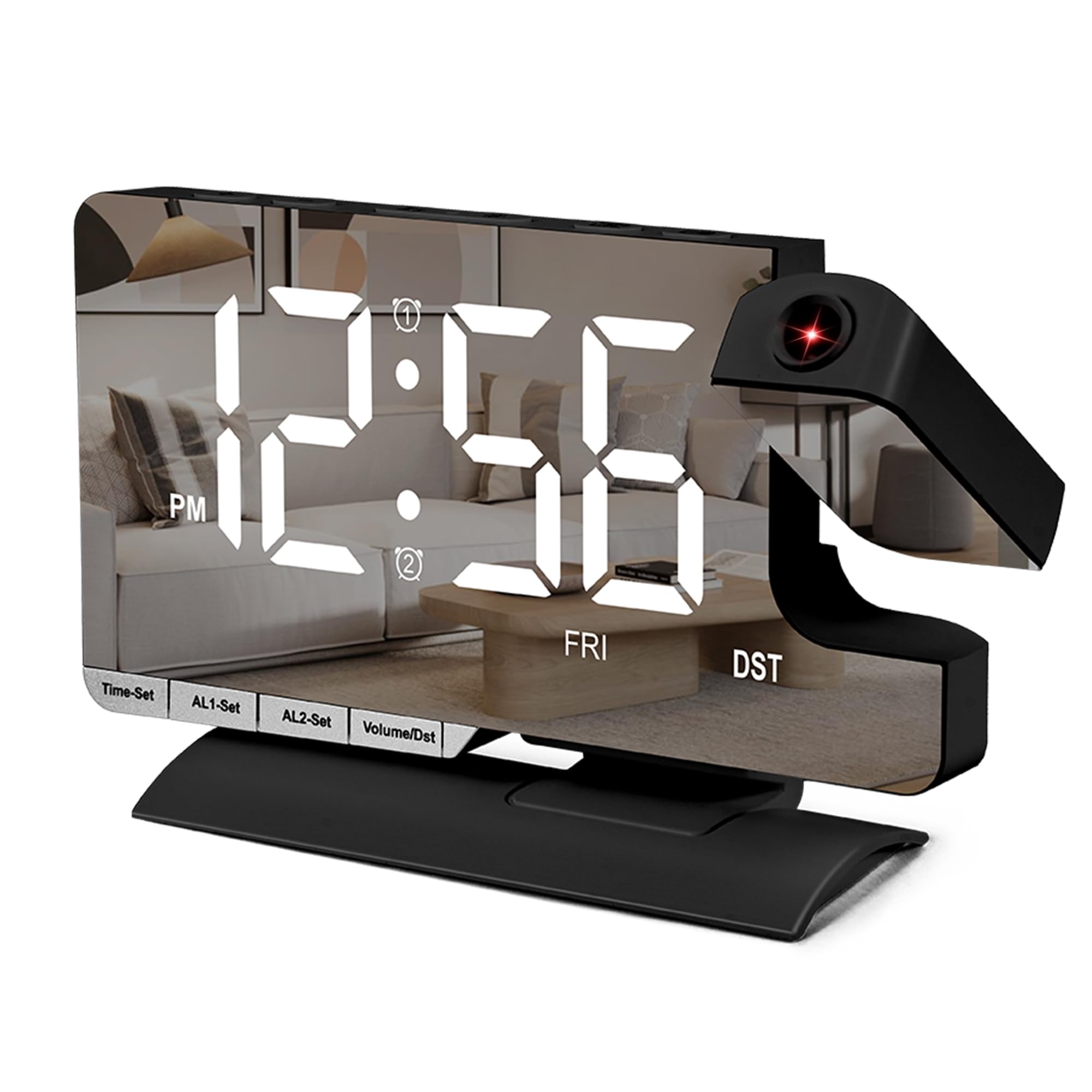 SZELAM projection alarm clock rotates 180 degrees for wall viewing