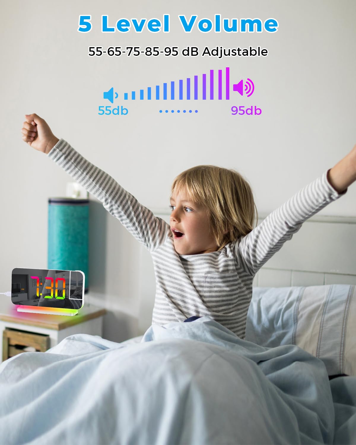 SZELAM snooze button and 12/24h format support flexible wake-ups
