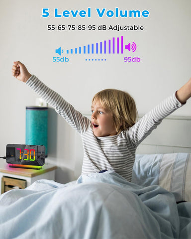 SZELAM snooze and 12/24h display for flexible wake-up options.