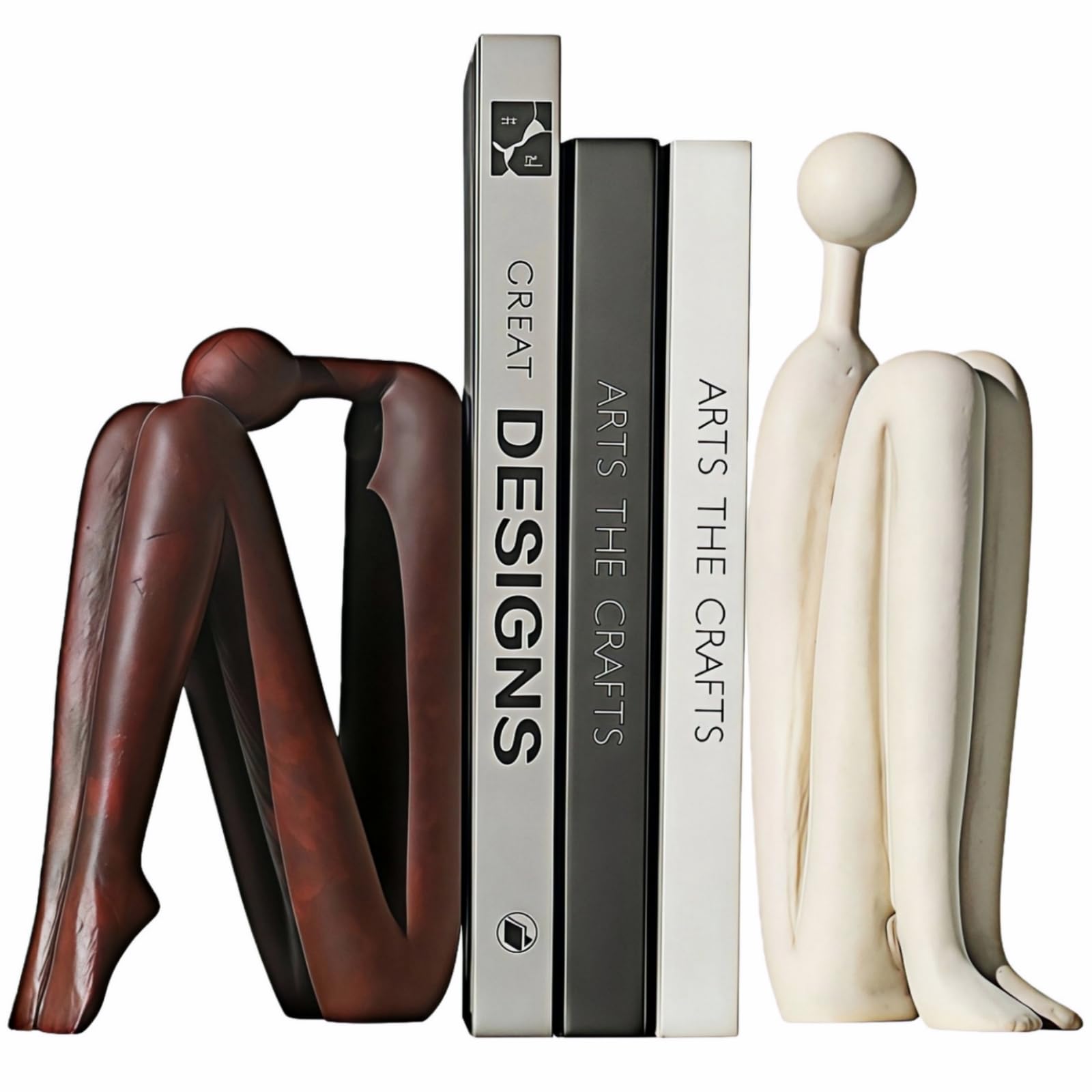 SZGYCSM resin book ends with abstract thinker pose for stylish shelf organization
