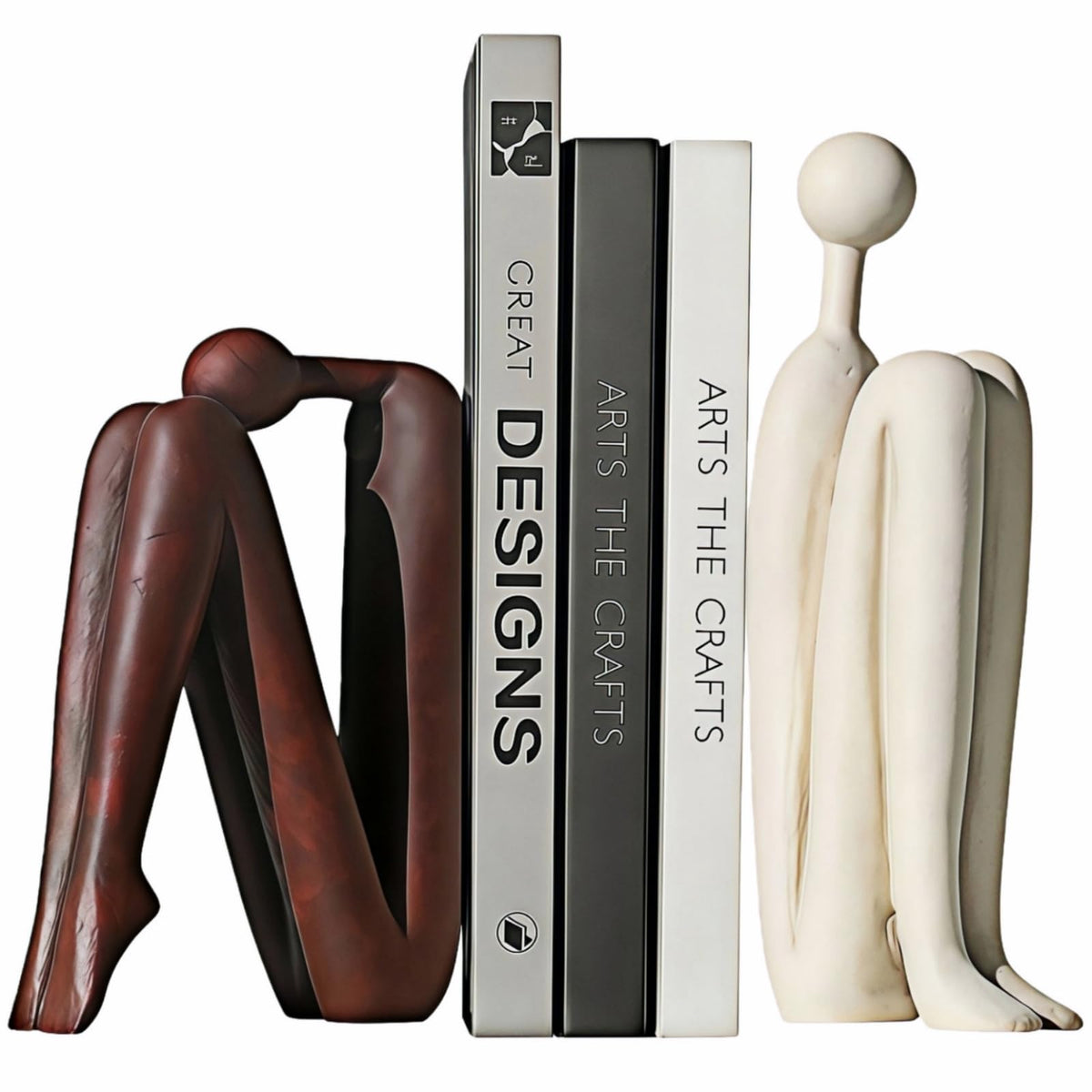 SZGYCSM resin book ends with abstract thinker pose for stylish shelf organization