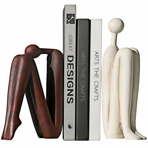 SZGYCSM resin book ends with abstract thinker pose for stylish shelf organization