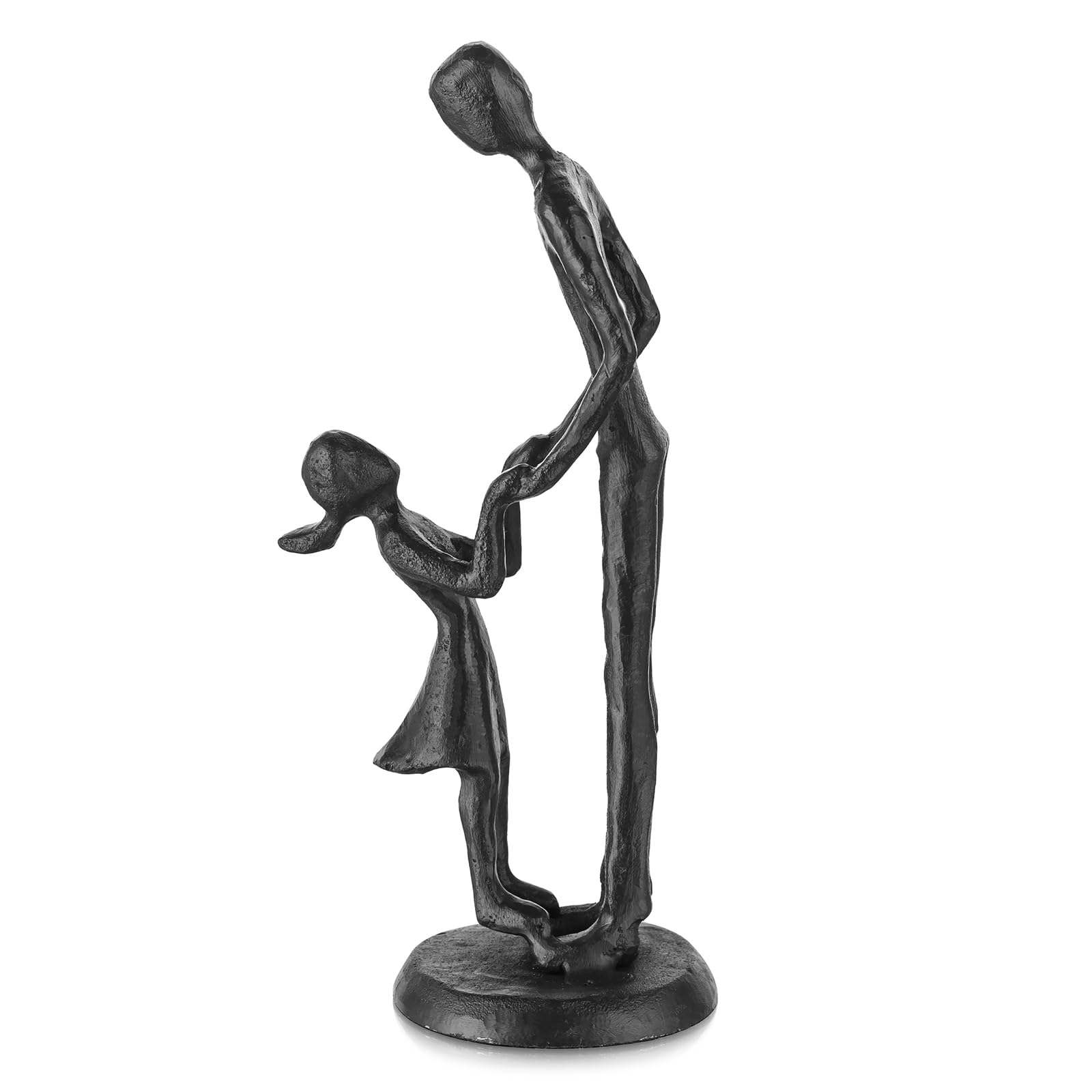 Sziqiqi dad and daughter iron statue dancing, ideal display keepsake