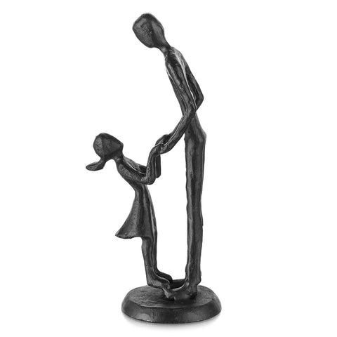 Sziqiqi dad and daughter iron statue dancing, ideal display keepsake