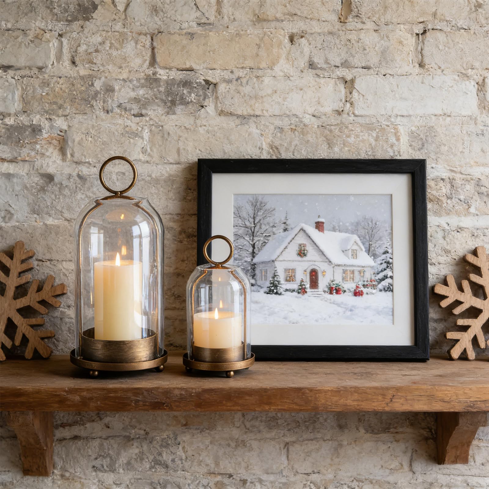 Sziqiqi tabletop arrangement using two lanterns for centerpiece lighting