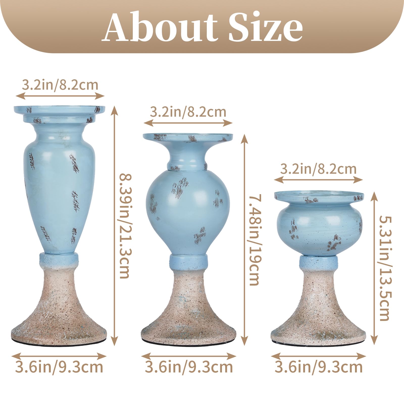 Sziqiqi farmhouse candle holders enhance living room or fireplace surroundings.