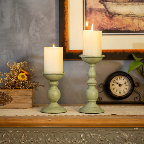 Sziqiqi Retro Iron Candle Holder wedding decor accents creating warm candlelight.