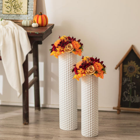 Sziqiqi white floor vase wide mouth design accommodates fuller stems.