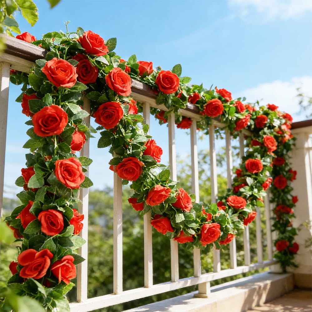 SzJias flower garland full length showcasing 7.2 feet of red roses