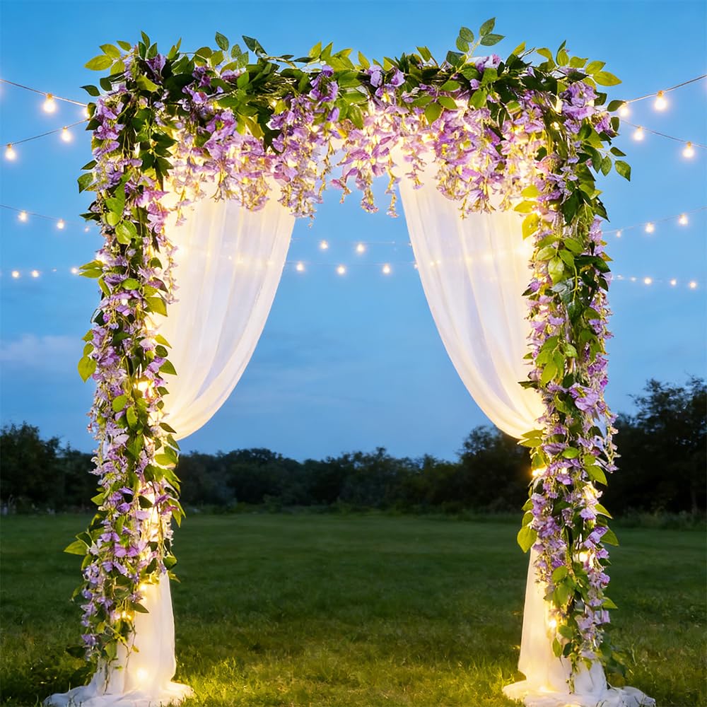 SzJias home garden wisteria garland enhances patios and walls with color.