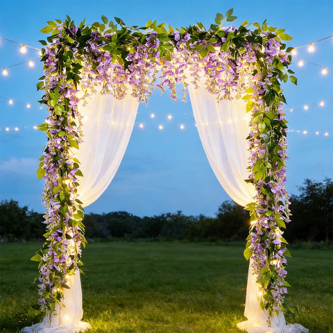 SzJias home garden wisteria garland enhances patios and walls with color.