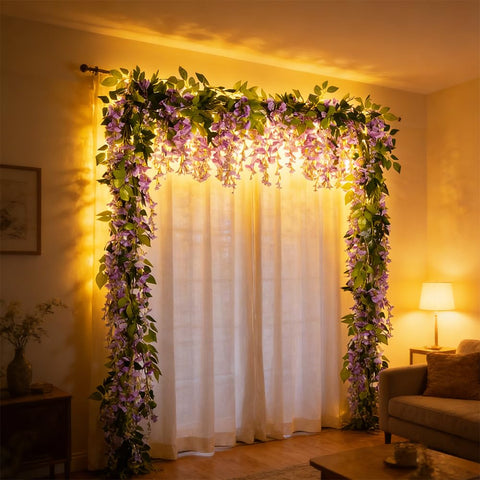 SzJias romantic wisteria garland accents parties and photo backdrops.