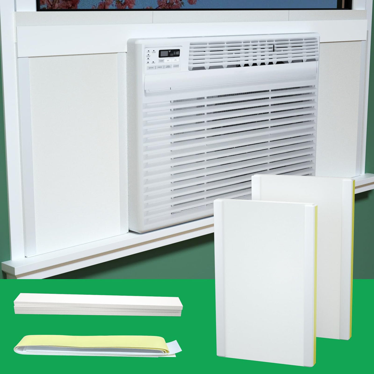 SZKXMJ window AC side insulation panel front view showing clean seal