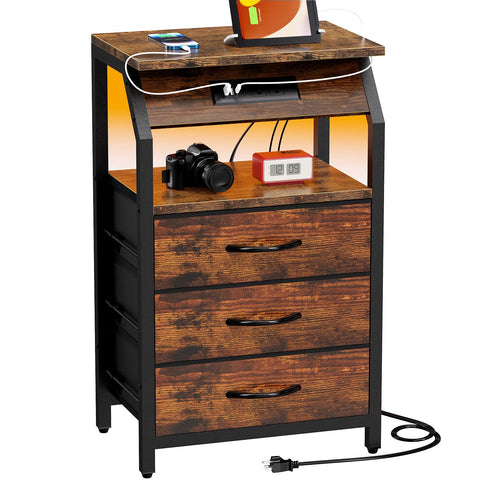 SZLHANJZ end table front view with charging hub for easy device charging