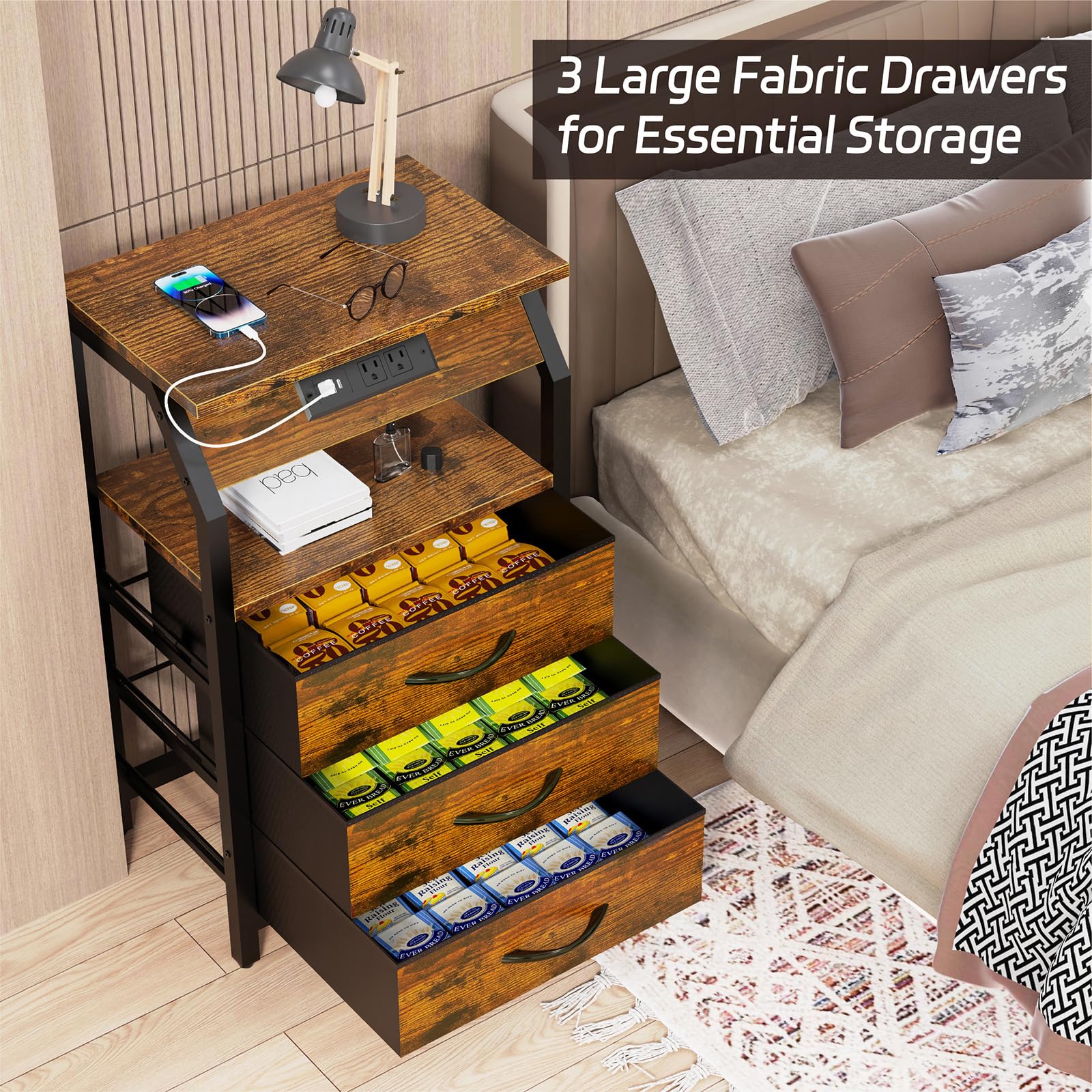 SZLHANJZ end table thick wooden top for durability