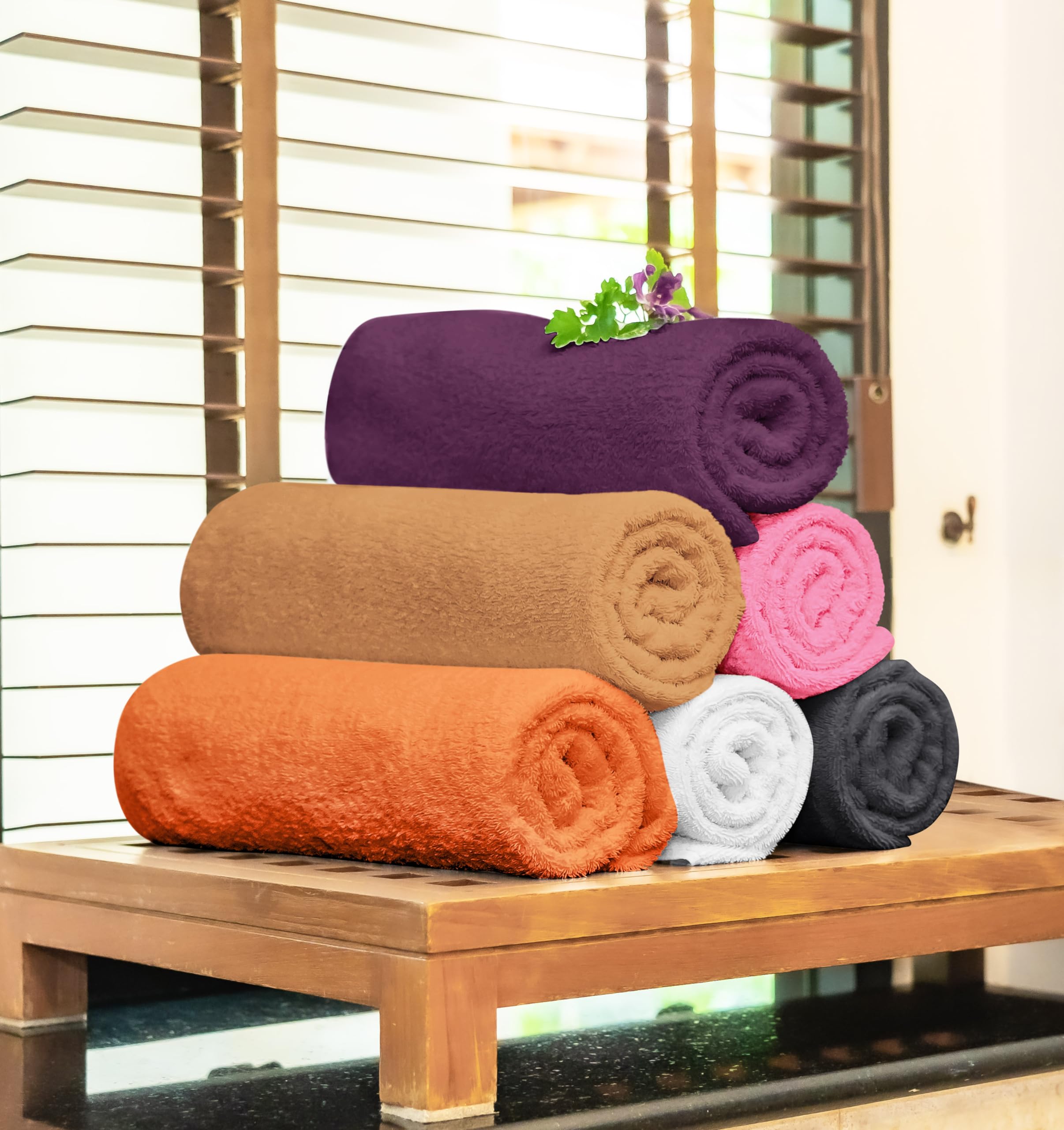 T & L Towel and Linen Mart beige towels for versatile bathroom styling.