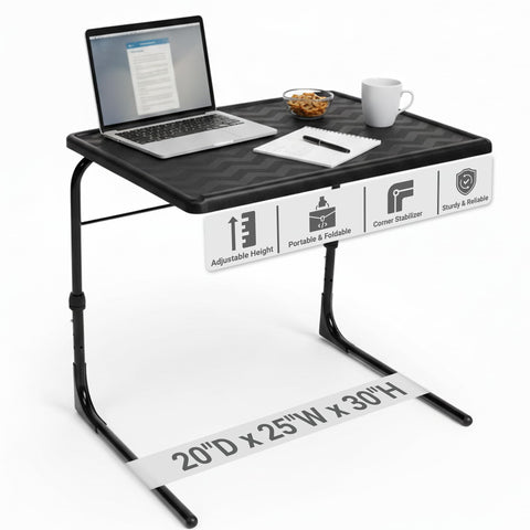 Table-Mate TV Tray Table folded on couch provides a compact dining surface.
